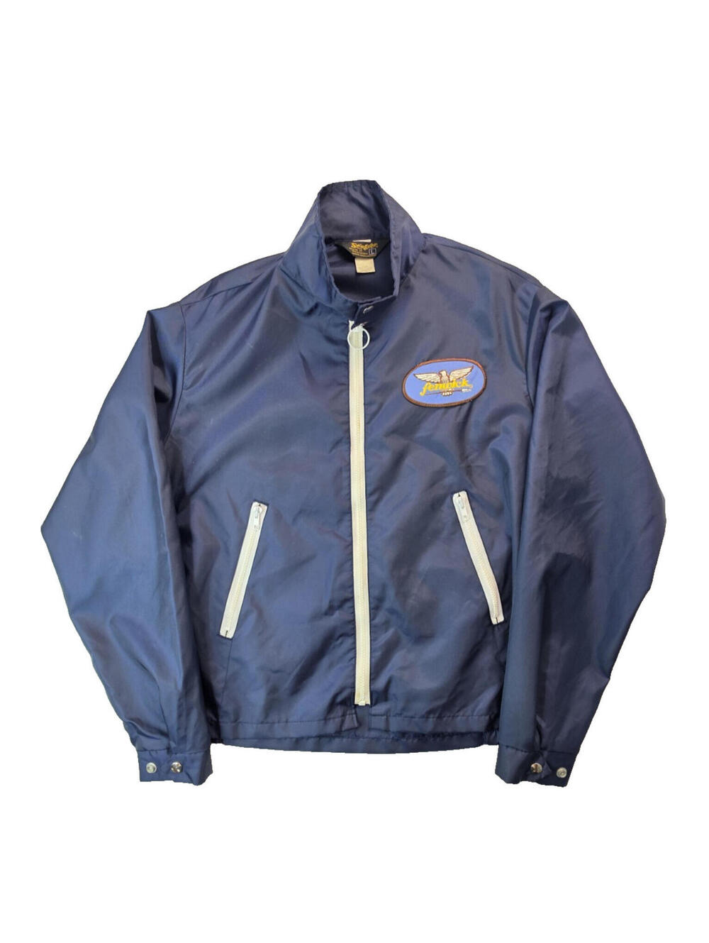 Swingster Vintage 1970s Fenway Fishing Poles Blue Windbreaker Zip Jacket Mens M